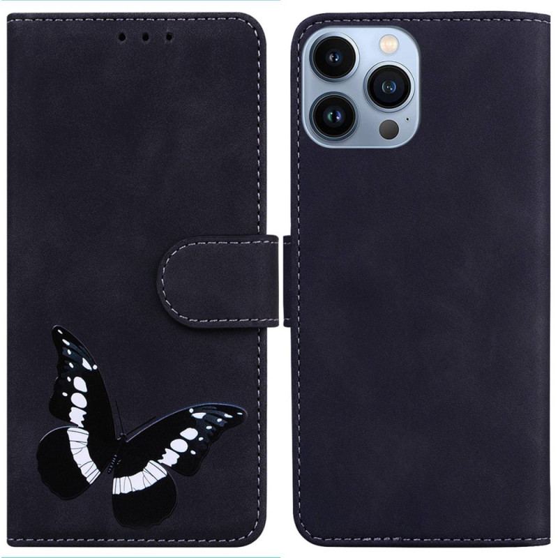 Capa Folio Para iPhone 14 Pro Elegância Borboleta