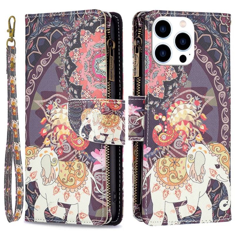 Capa Folio Para iPhone 14 Pro Capa Tipo Carteira Carteira Elefante