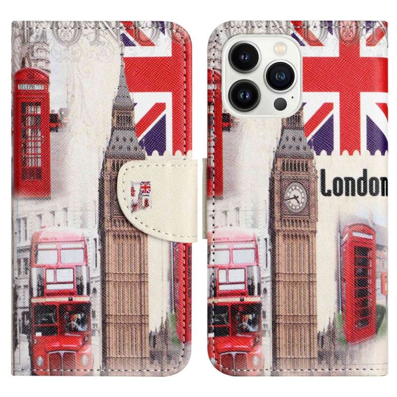 Capa Folio Para iPhone 14 Pro Viagem A Londres