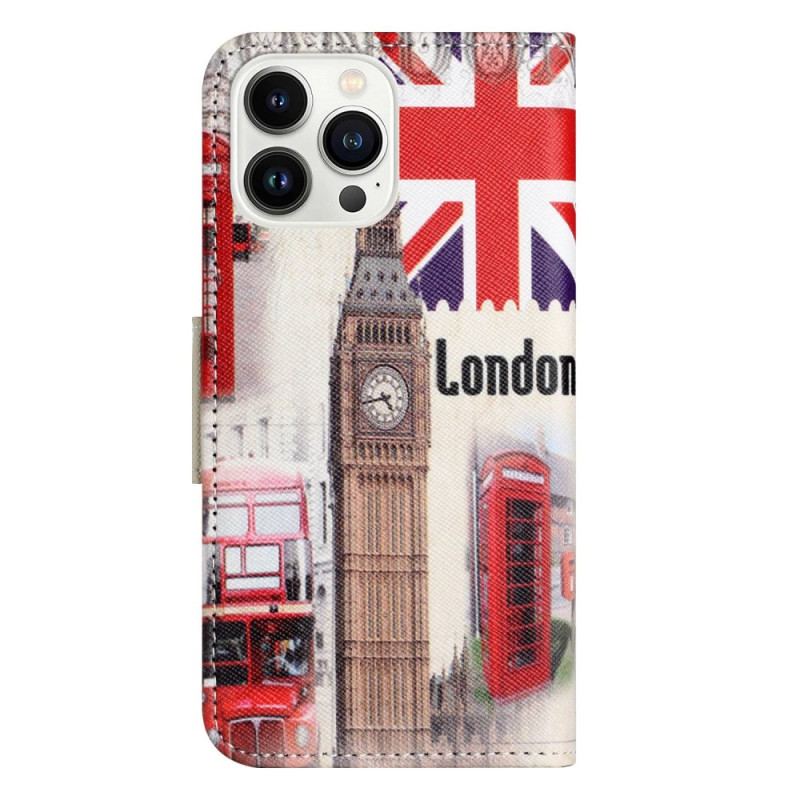 Capa Folio Para iPhone 14 Pro Viagem A Londres