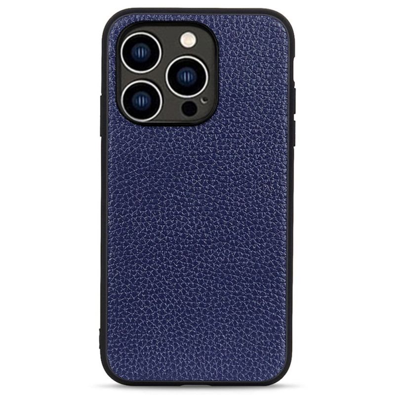 Capa Para iPhone 14 Pro Couro Lichia Genuíno