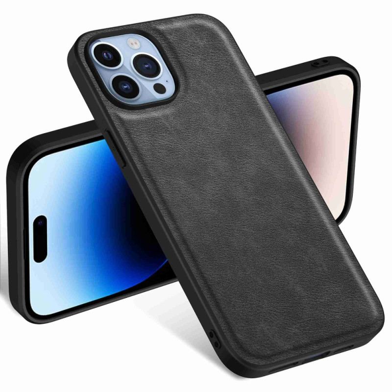 Capa Para iPhone 14 Pro Couro Sintético Retrô