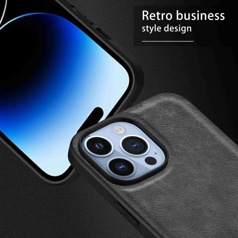 Capa Para iPhone 14 Pro Couro Sintético Retrô