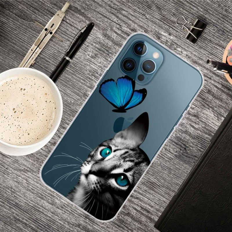 Capa Para iPhone 14 Pro Entre O Gato E A Borboleta