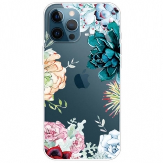 Capa Para iPhone 14 Pro Flores Em Aquarela Sem Costura