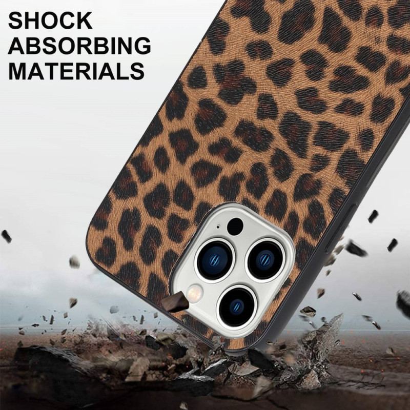 Capa Para iPhone 14 Pro Leopardo Com Alça De Ombro