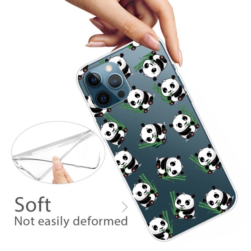 Capa Para iPhone 14 Pro Pequenos Pandas Transparentes