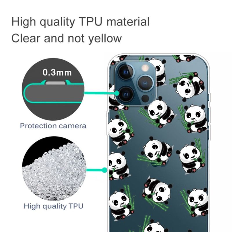 Capa Para iPhone 14 Pro Pequenos Pandas Transparentes