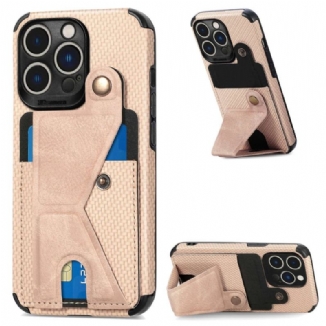 Capa Para iPhone 14 Pro Suporte Para Cartão De Fibra De Carbono