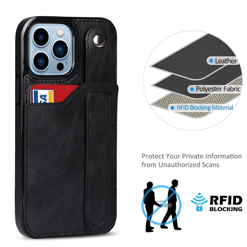 Capa Para iPhone 14 Pro Titular De Cartão Rfid Com Alça