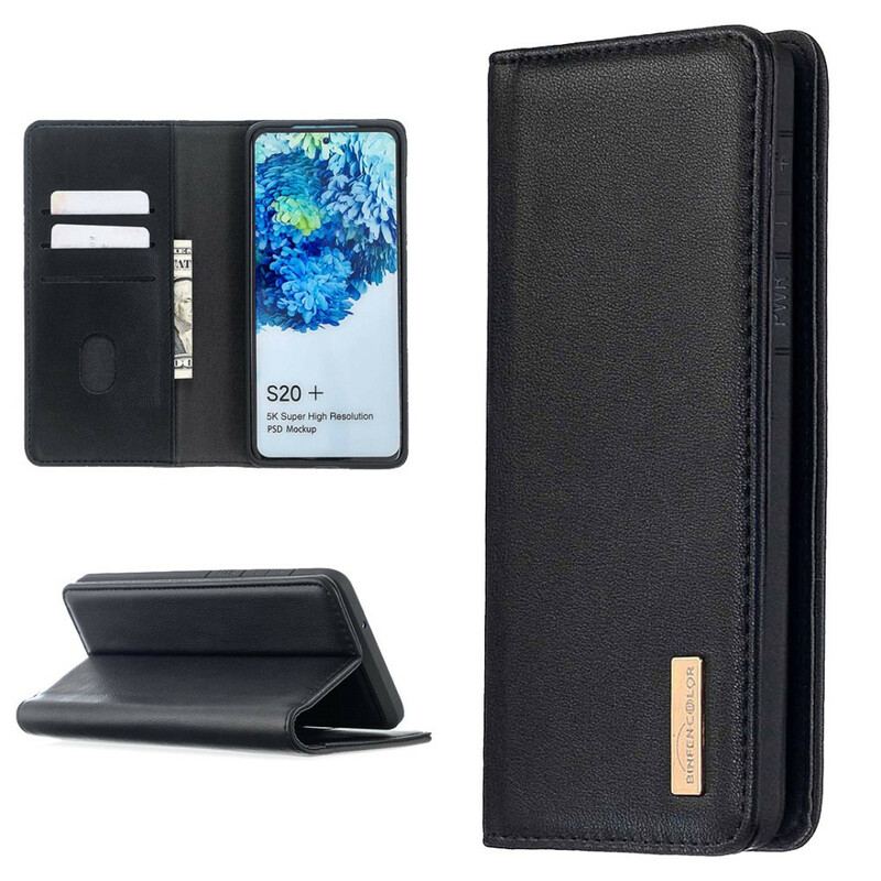 Capa De Celular Para Samsung Galaxy S20 Plus / S20 Plus 5G Flip Couro Genuíno Destacável