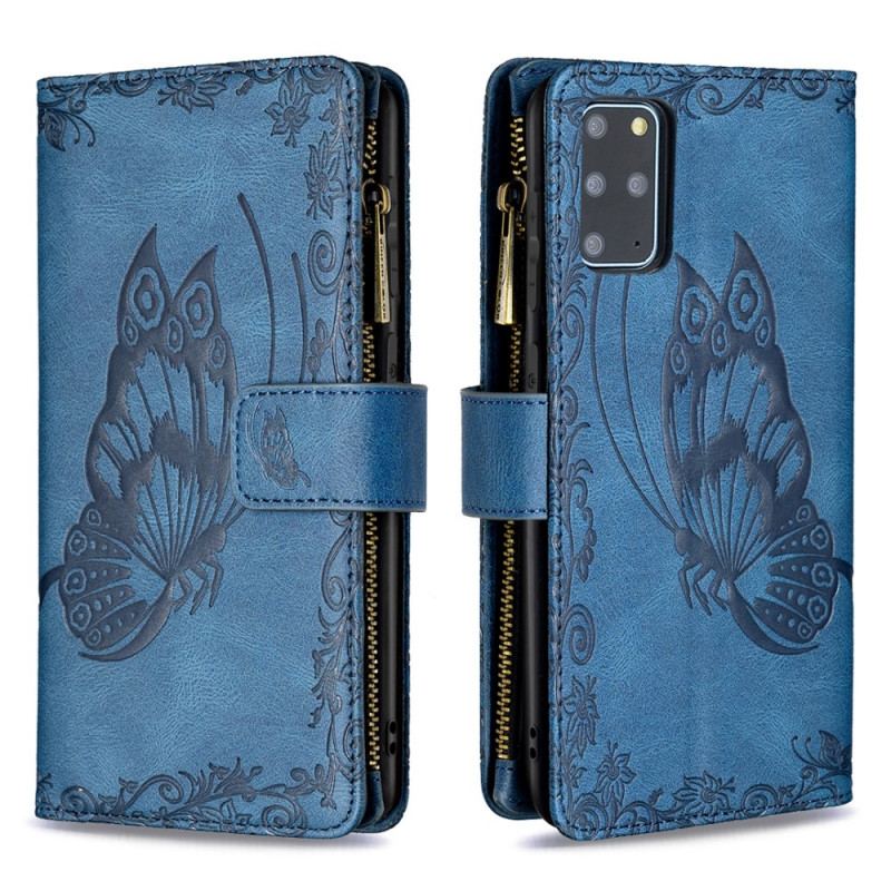 Capa De Couro Para Samsung Galaxy S20 Plus / S20 Plus 5G Bolso Com Zíper Borboleta