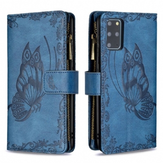 Capa De Couro Para Samsung Galaxy S20 Plus / S20 Plus 5G Bolso Com Zíper Borboleta