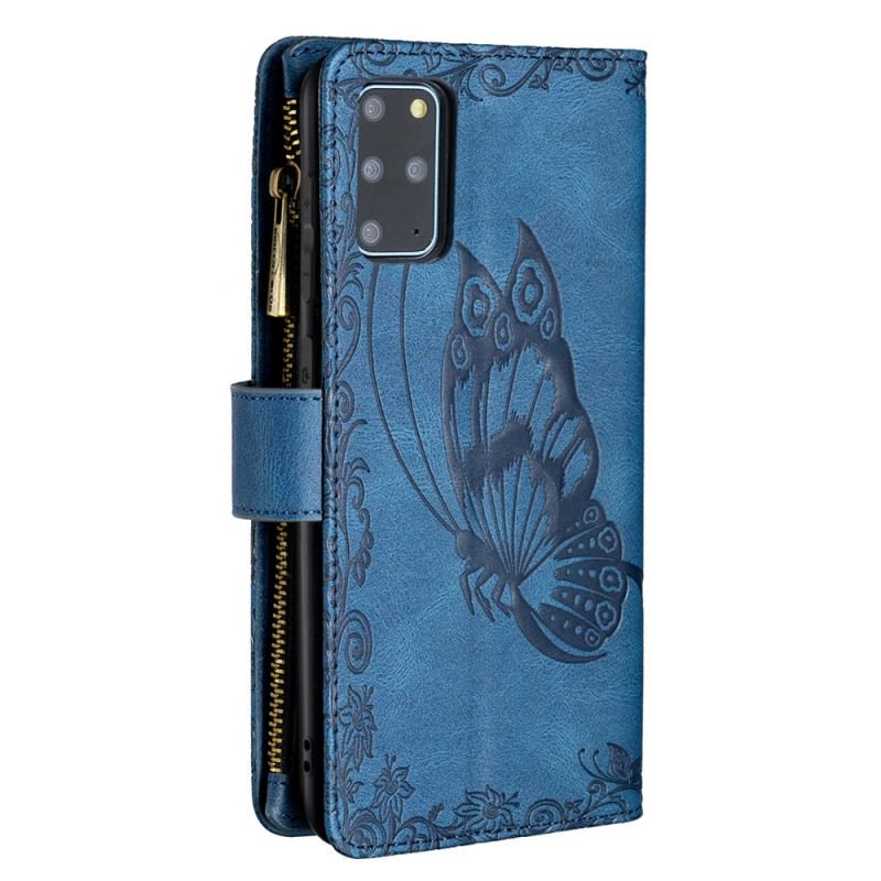 Capa De Couro Para Samsung Galaxy S20 Plus / S20 Plus 5G Bolso Com Zíper Borboleta