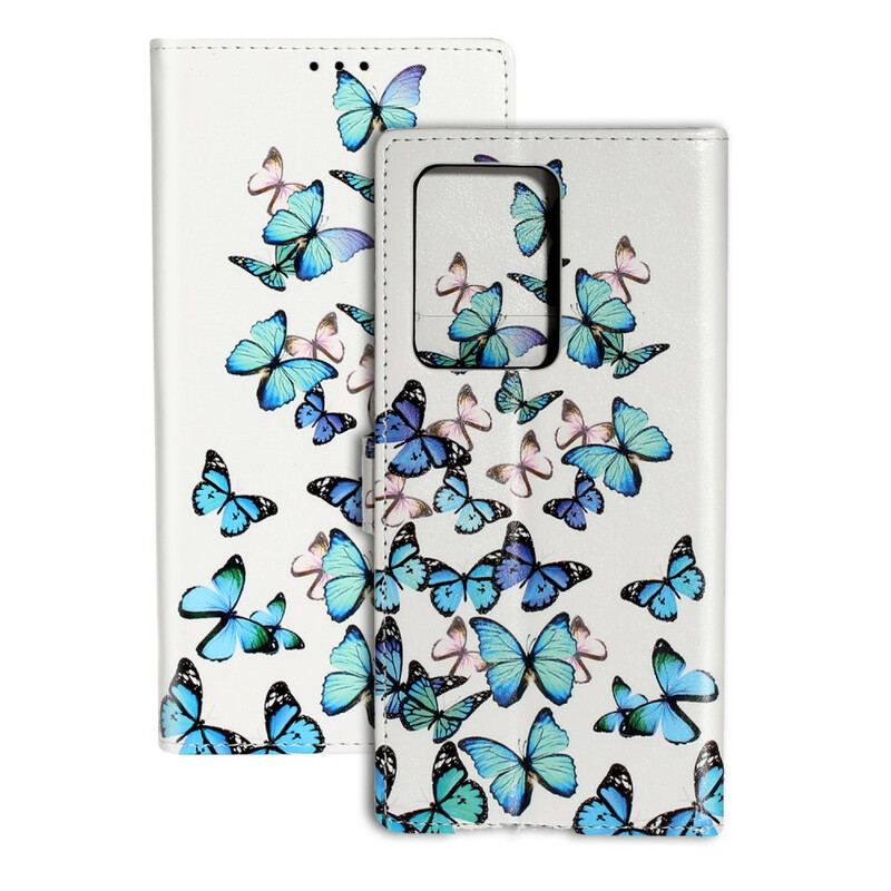 Capa De Couro Para Samsung Galaxy S20 Plus / S20 Plus 5G Borboletas De Design