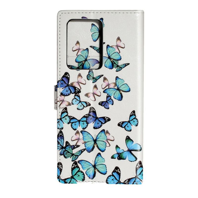 Capa De Couro Para Samsung Galaxy S20 Plus / S20 Plus 5G Borboletas De Design