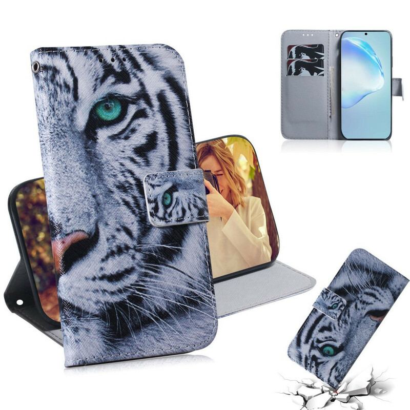 Capa De Couro Para Samsung Galaxy S20 Plus / S20 Plus 5G Cara De Tigre