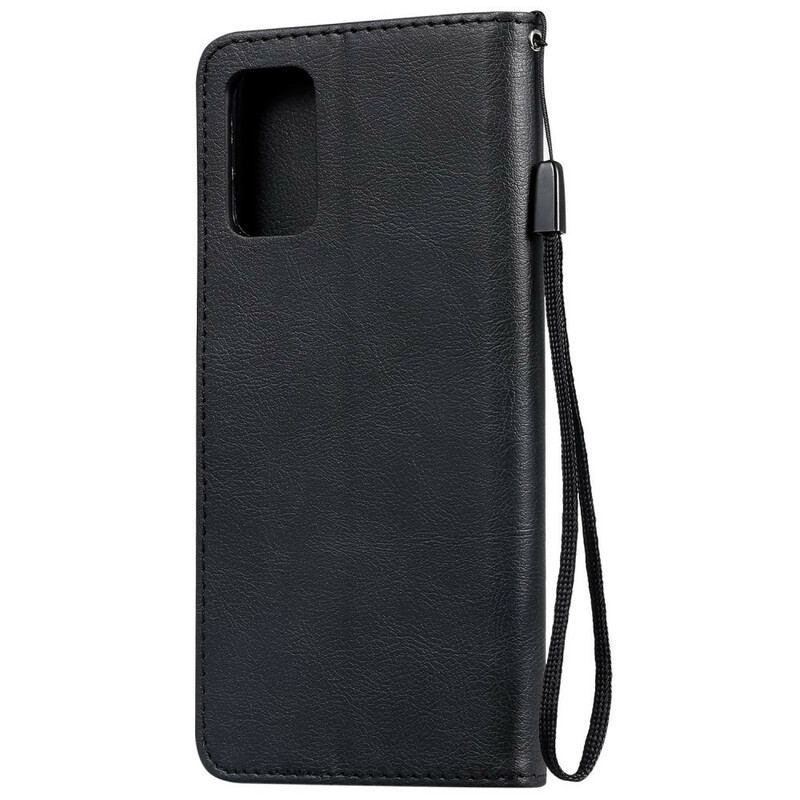 Capa De Couro Para Samsung Galaxy S20 Plus / S20 Plus 5G De Cordão Efeito De Couro Com Tiras