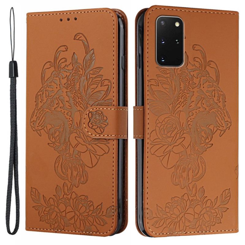 Capa De Couro Para Samsung Galaxy S20 Plus / S20 Plus 5G De Cordão Tigre Barroco Strappy