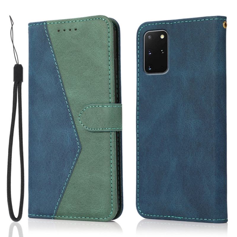 Capa De Couro Para Samsung Galaxy S20 Plus / S20 Plus 5G Couro Falso Triângulo De Dois Tons