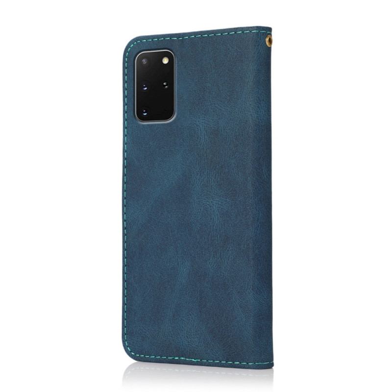 Capa De Couro Para Samsung Galaxy S20 Plus / S20 Plus 5G Couro Falso Triângulo De Dois Tons