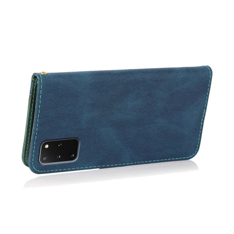 Capa De Couro Para Samsung Galaxy S20 Plus / S20 Plus 5G Couro Falso Triângulo De Dois Tons