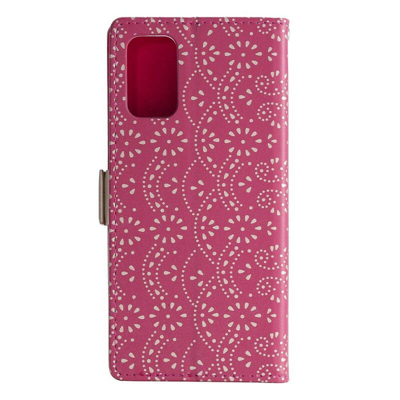 Capa De Couro Para Samsung Galaxy S20 Plus / S20 Plus 5G Porta Moedas Rendado