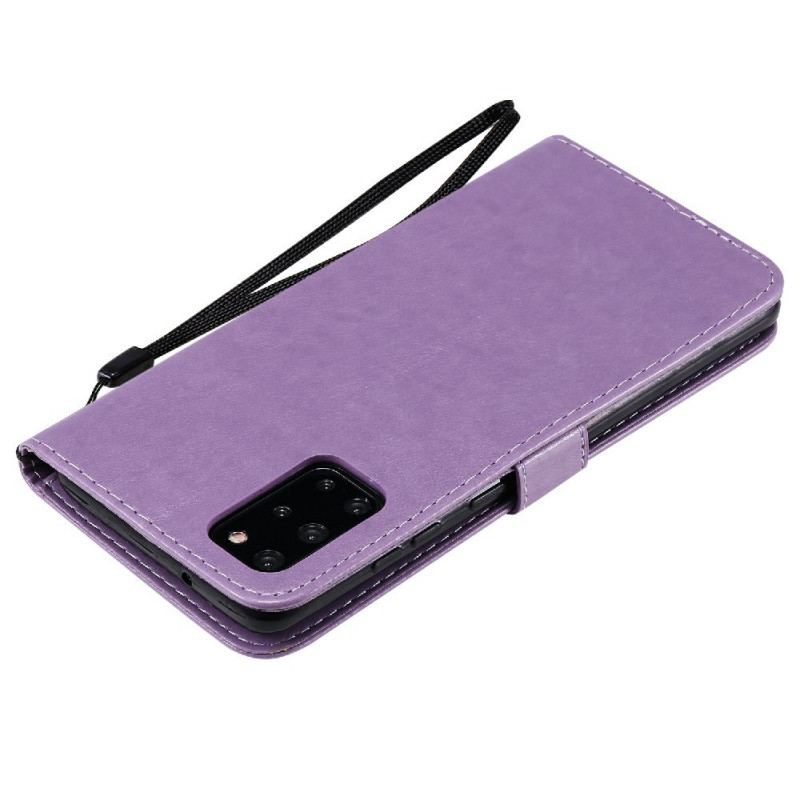 Capa Em Pele Para Samsung Galaxy S20 Plus / S20 Plus 5G De Cordão Gato E Abelha Com Cordão