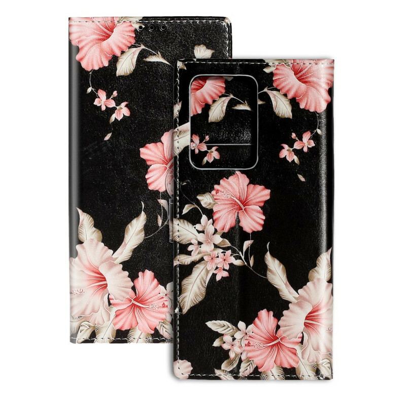 Capa Em Pele Para Samsung Galaxy S20 Plus / S20 Plus 5G Flores De Designer