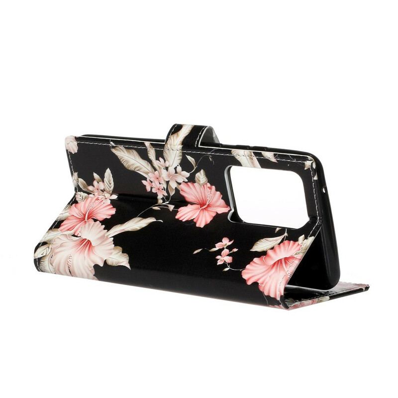 Capa Em Pele Para Samsung Galaxy S20 Plus / S20 Plus 5G Flores De Designer