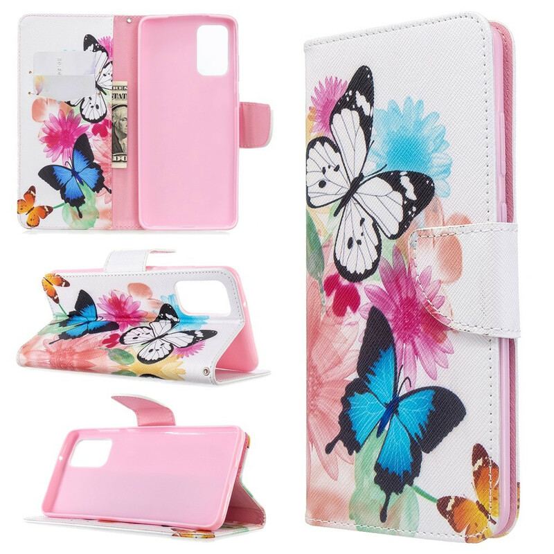 Capa Flip Para Samsung Galaxy S20 Plus / S20 Plus 5G Borboletas E Flores Pintadas