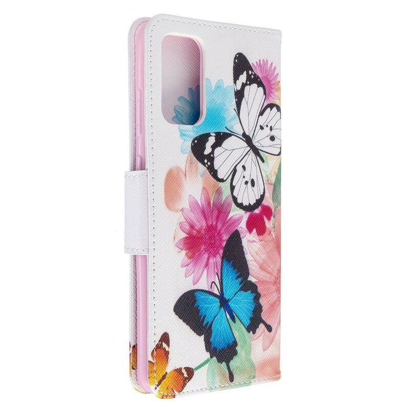 Capa Flip Para Samsung Galaxy S20 Plus / S20 Plus 5G Borboletas E Flores Pintadas