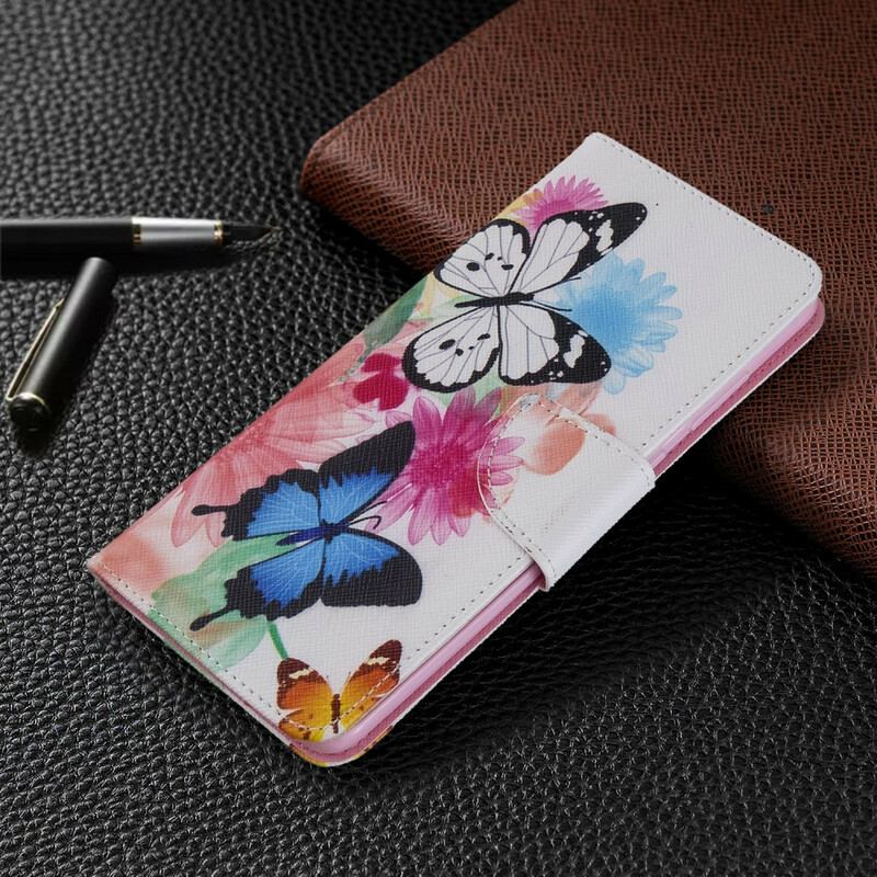 Capa Flip Para Samsung Galaxy S20 Plus / S20 Plus 5G Borboletas E Flores Pintadas