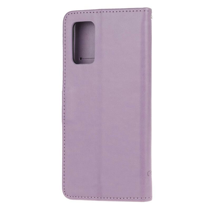 Capa Flip Para Samsung Galaxy S20 Plus / S20 Plus 5G De Cordão Borboletas Discretas Com Alça