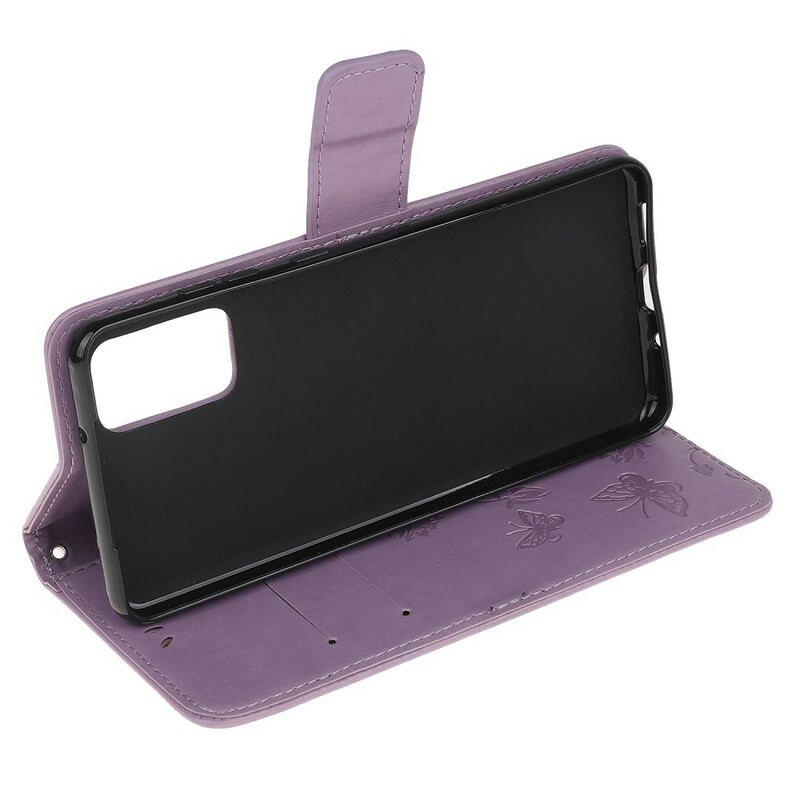 Capa Flip Para Samsung Galaxy S20 Plus / S20 Plus 5G De Cordão Borboletas Discretas Com Alça