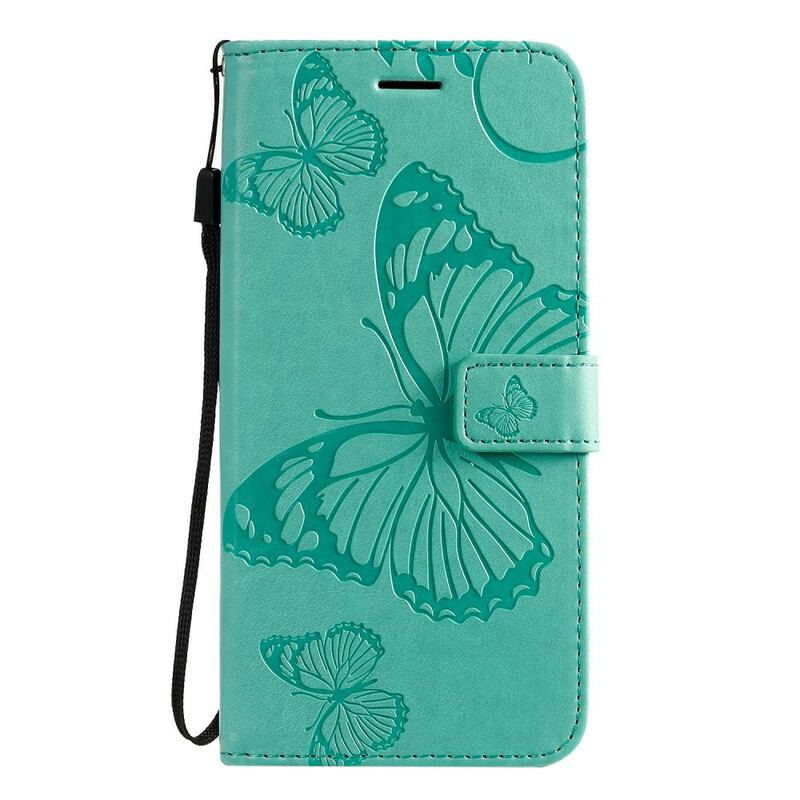 Capa Flip Para Samsung Galaxy S20 Plus / S20 Plus 5G De Cordão Borboletas Gigantes