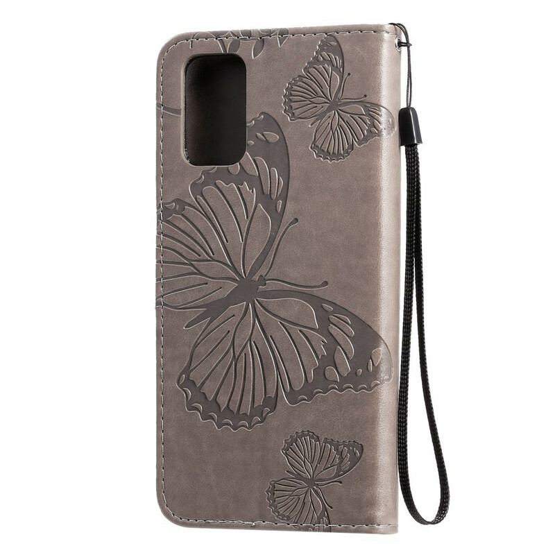 Capa Flip Para Samsung Galaxy S20 Plus / S20 Plus 5G De Cordão Borboletas Gigantes