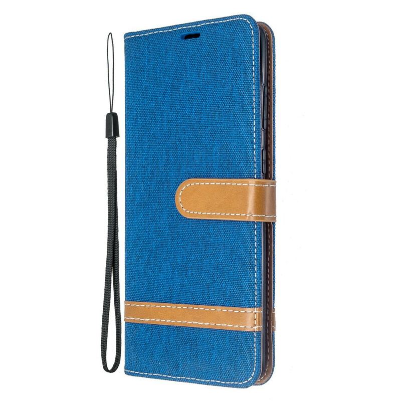 Capa Flip Para Samsung Galaxy S20 Plus / S20 Plus 5G De Cordão Correia Efeito Tecido E Couro