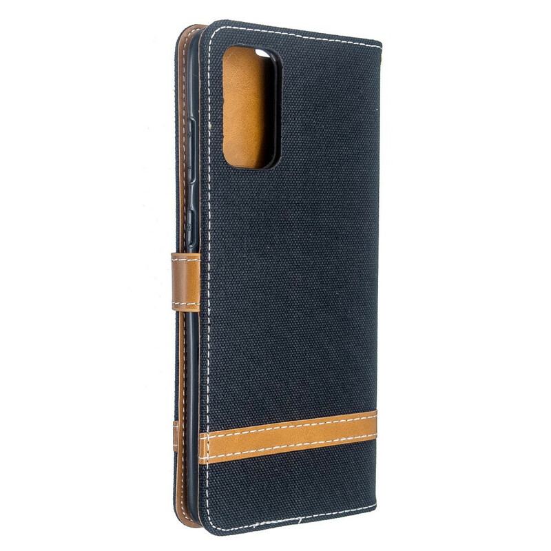 Capa Flip Para Samsung Galaxy S20 Plus / S20 Plus 5G De Cordão Correia Efeito Tecido E Couro