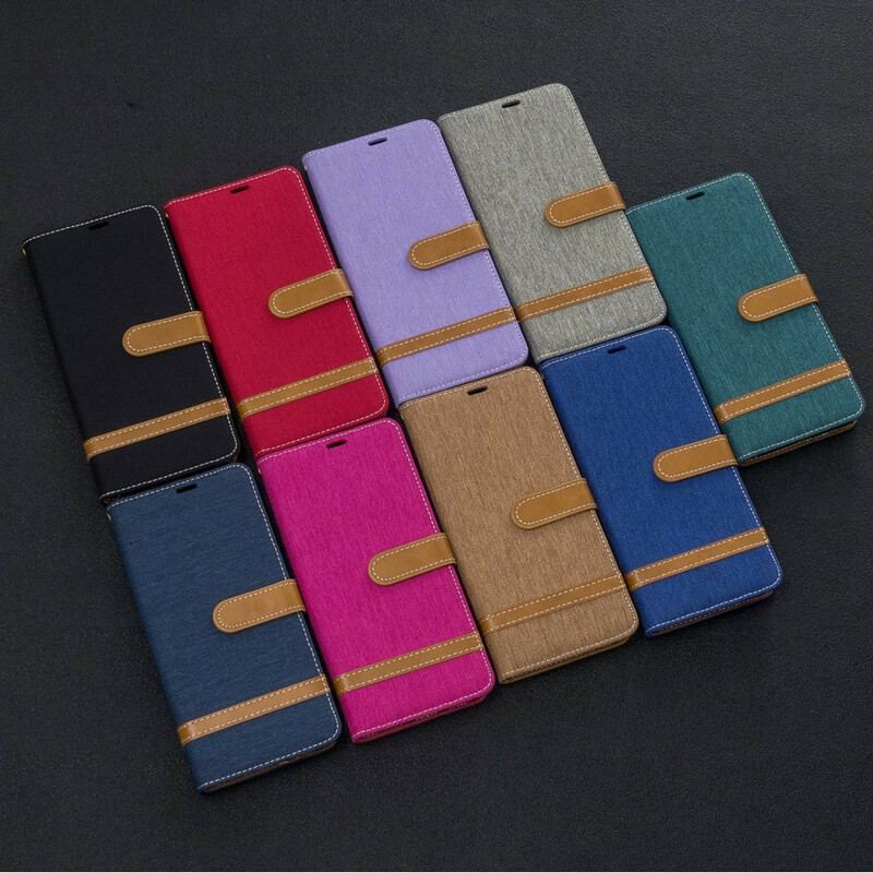 Capa Flip Para Samsung Galaxy S20 Plus / S20 Plus 5G De Cordão Correia Efeito Tecido E Couro