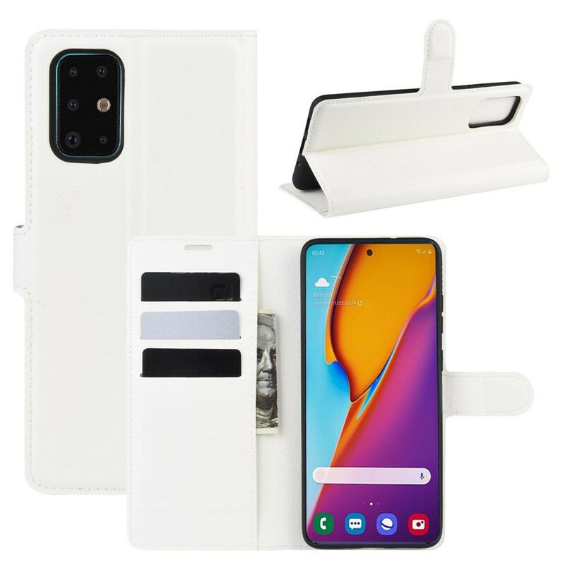 Capa Flip Para Samsung Galaxy S20 Plus / S20 Plus 5G Couro Sintético De Lichia Clássico