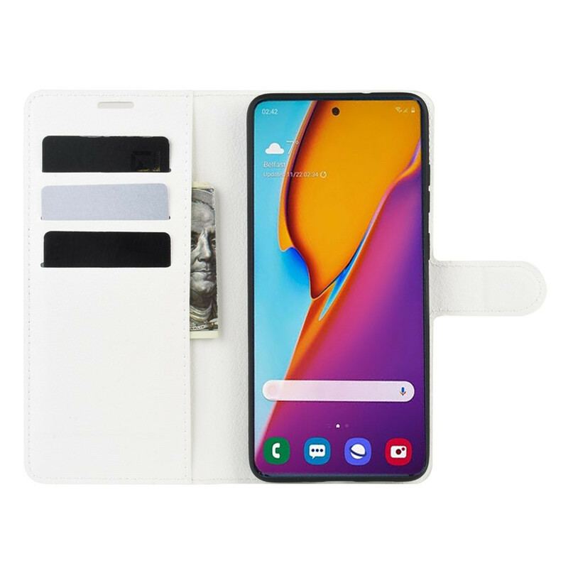 Capa Flip Para Samsung Galaxy S20 Plus / S20 Plus 5G Couro Sintético De Lichia Clássico