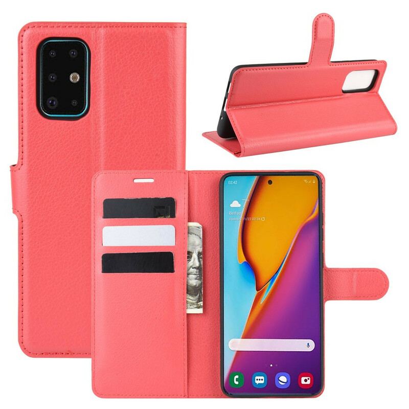 Capa Flip Para Samsung Galaxy S20 Plus / S20 Plus 5G Couro Sintético De Lichia Clássico