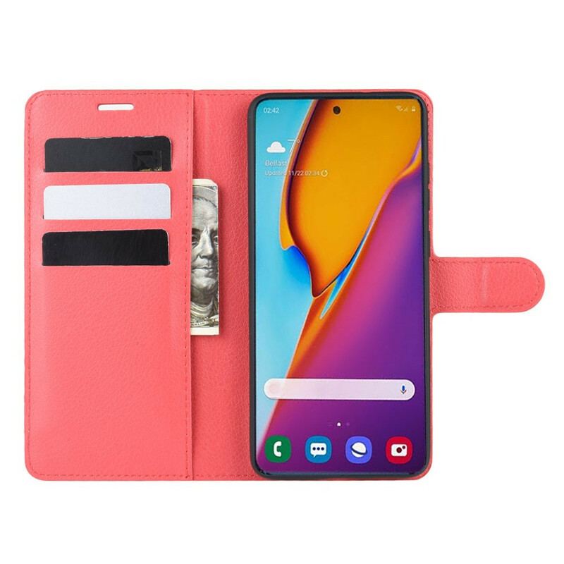 Capa Flip Para Samsung Galaxy S20 Plus / S20 Plus 5G Couro Sintético De Lichia Clássico