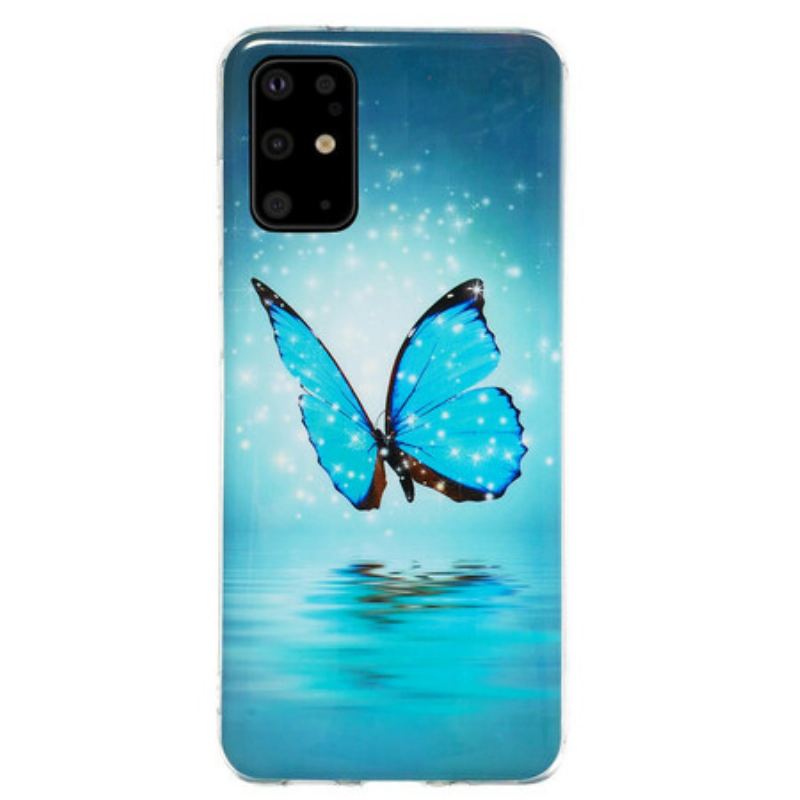 Capa Para Samsung Galaxy S20 Plus / S20 Plus 5G Borboleta Azul Fluorescente