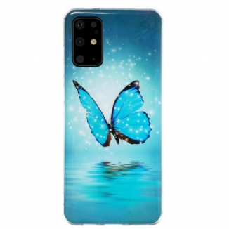 Capa Para Samsung Galaxy S20 Plus / S20 Plus 5G Borboleta Azul Fluorescente