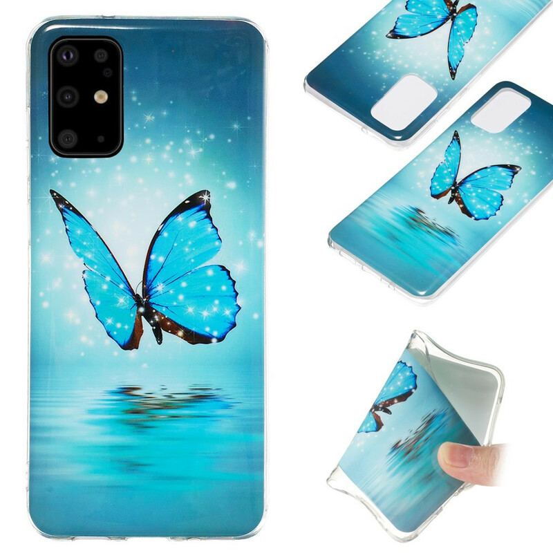 Capa Para Samsung Galaxy S20 Plus / S20 Plus 5G Borboleta Azul Fluorescente