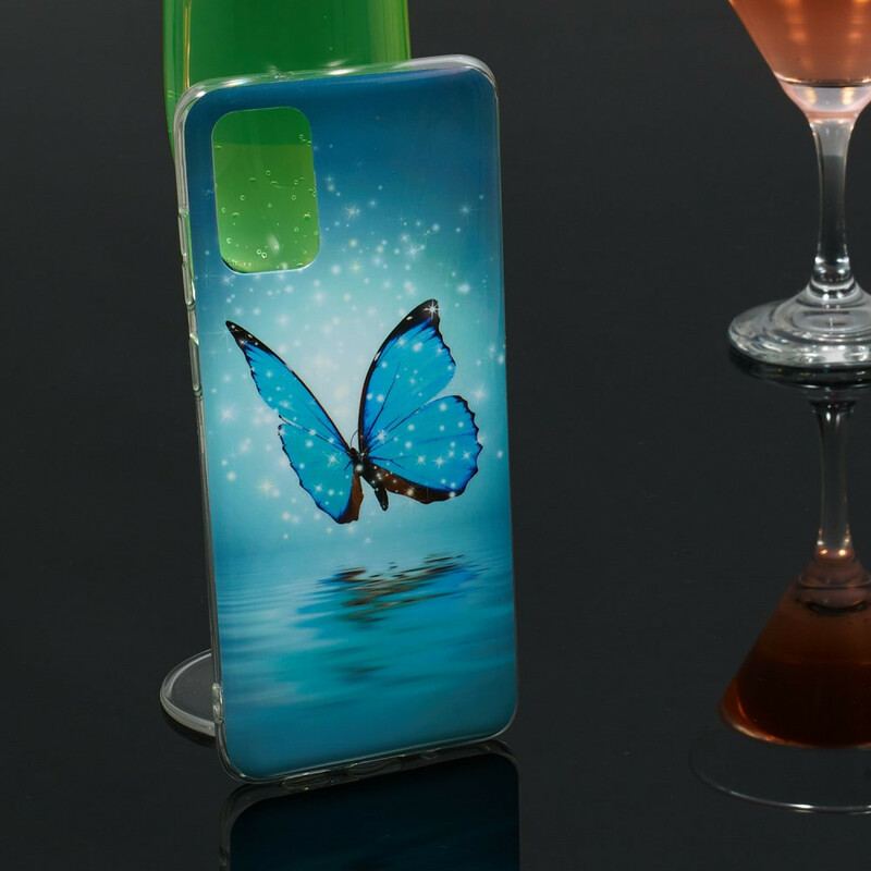 Capa Para Samsung Galaxy S20 Plus / S20 Plus 5G Borboleta Azul Fluorescente