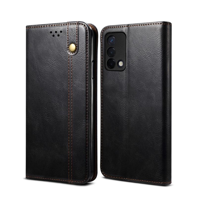 Capa De Celular Para Oppo A74 4G Flip Couro Sintético Encerado