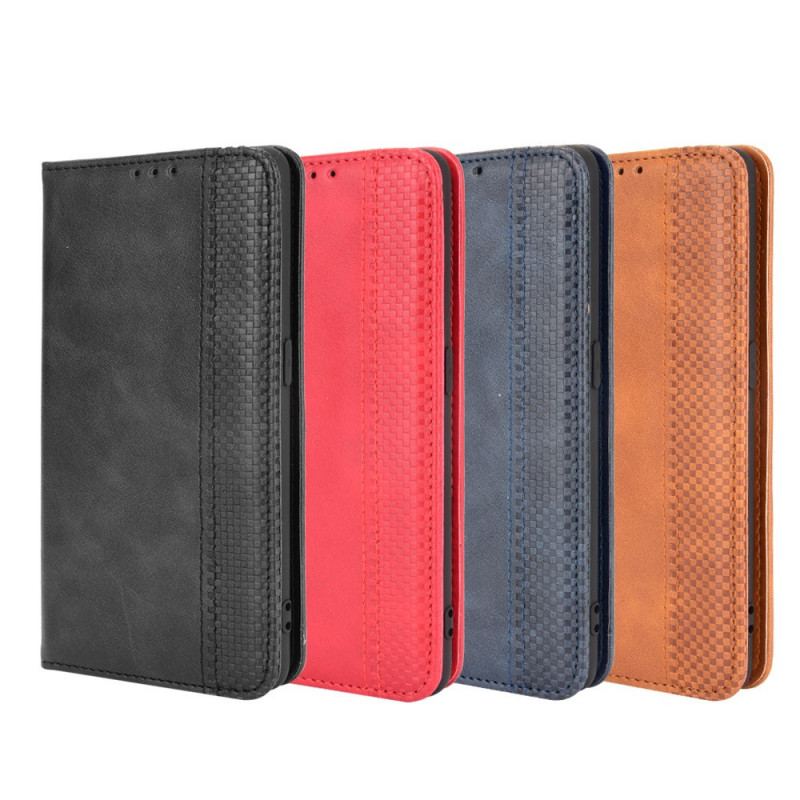 Capa De Celular Para Oppo A74 4G Flip Efeito Couro Vintage Estilizado